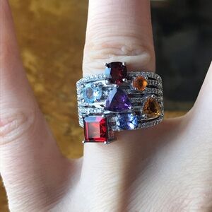 Multi Tourmaline Sterling Silver Ring